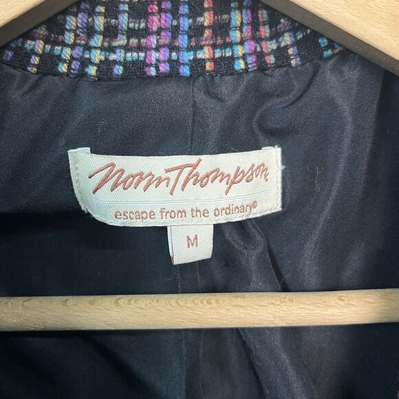 Vtg NORM THOMPSON Women's Tweed Blazer w/Silk and Linen Multi USA Size M - Picture 4 of 8